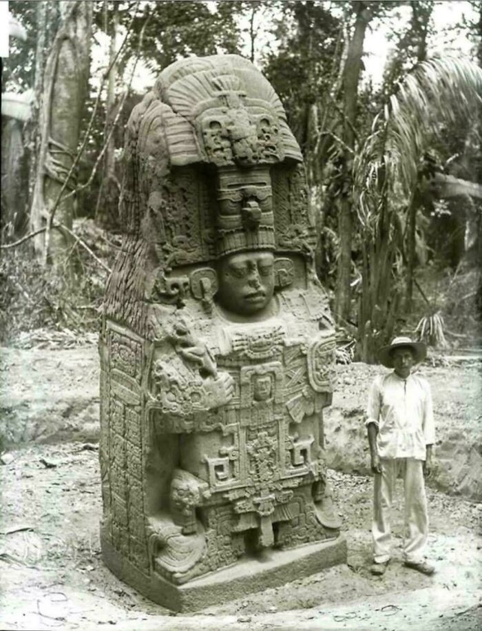 "In The Late 1800s, Explorers Photographing The Jungles Of Guatemala Captured This Image Of Stela K At Quiriguá, An Ancient Maya City Near The Motagua River"