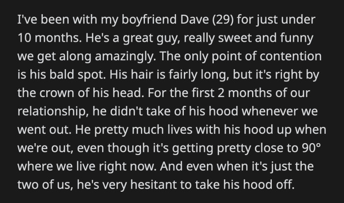 OP's words don't get through to him whenever he is spiraling because of his hair