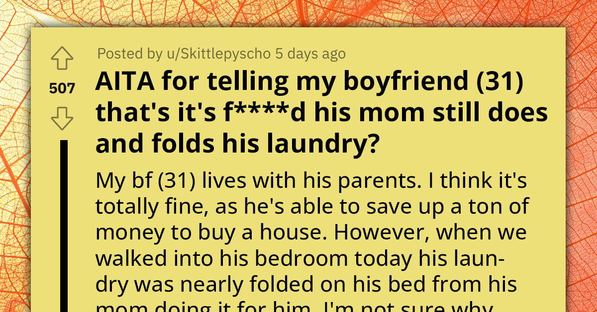 Lady Finds It Hard To Accept The Fact That Her Bf's Mom Does His Laundry At His Age, Confronts Him About It