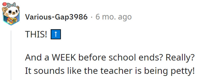 A week before school ends? Must be the 'Petty Pre-Graduation Trim' trend.