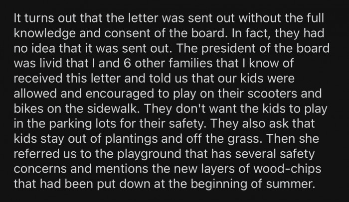 Apparently, the letter was sent without the full knowledge and consent of the board.