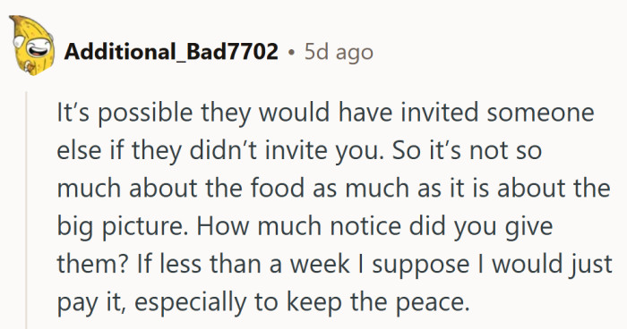 It’s less about the chicken and more about courtesy—someone else might’ve loved that spot.