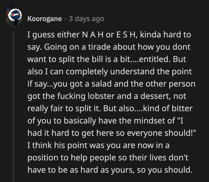 Commenters called OP out for thinking that people who earn less are not working as hard as she does