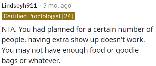 Planning for a specific number of guests is important, and unexpected extras can cause issues like running out of food or party favors.