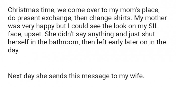 She didn't say anything and just shut herself in the bathroom