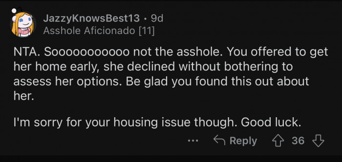 The roommate should have assessed her options first.