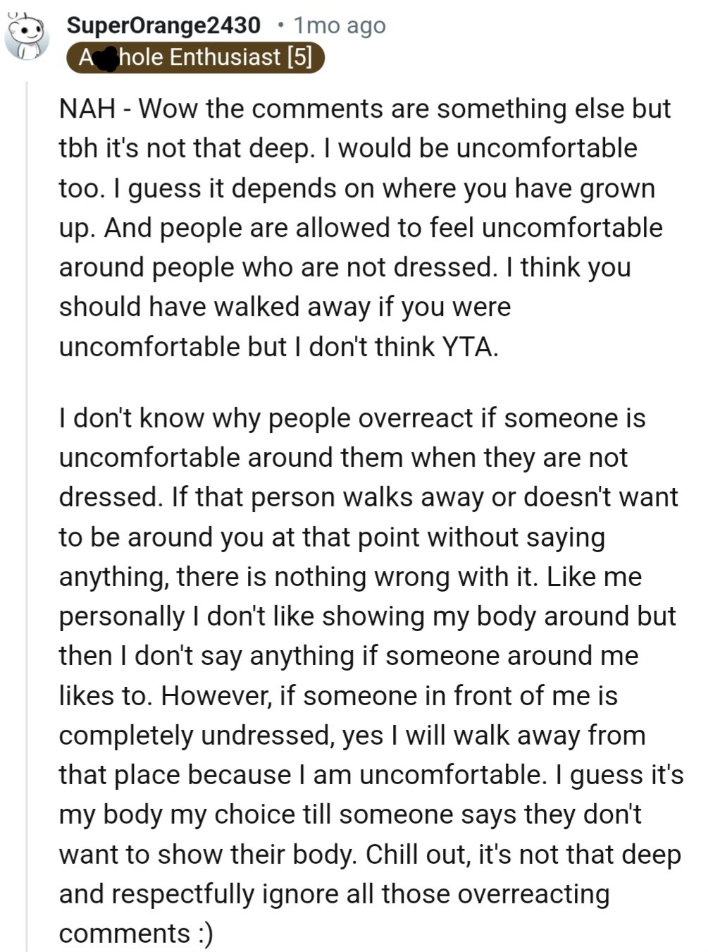 “I Think You Should Have Walked Away If You Were Uncomfortable, but I Don't Think YTA.”