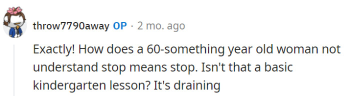 One would expect a 60-something-year-old woman to grasp the concept of 