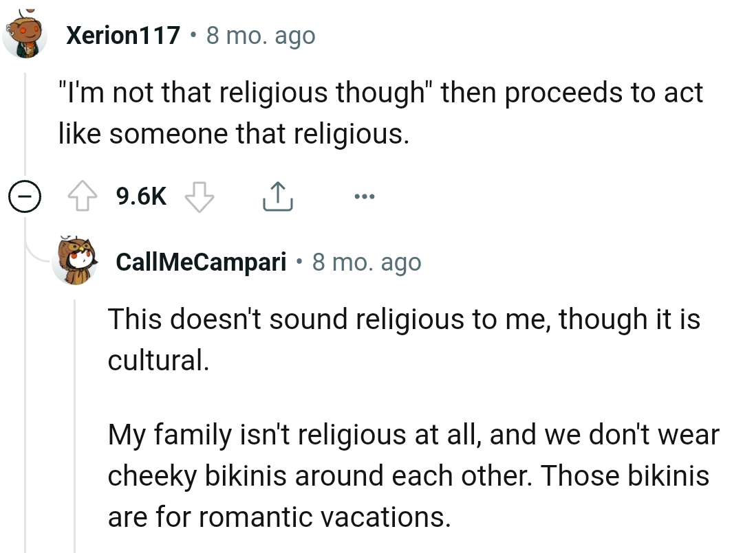 This Doesn't Sound Religious to This Redditor, but It Does Sound Cultural