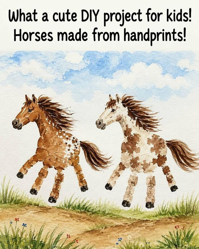 "This Handprint Horse Craft Is Such A Cute Idea For Kids Who Love Animals. Simple, Creative, And Perfect For A Rainy Afternoon"