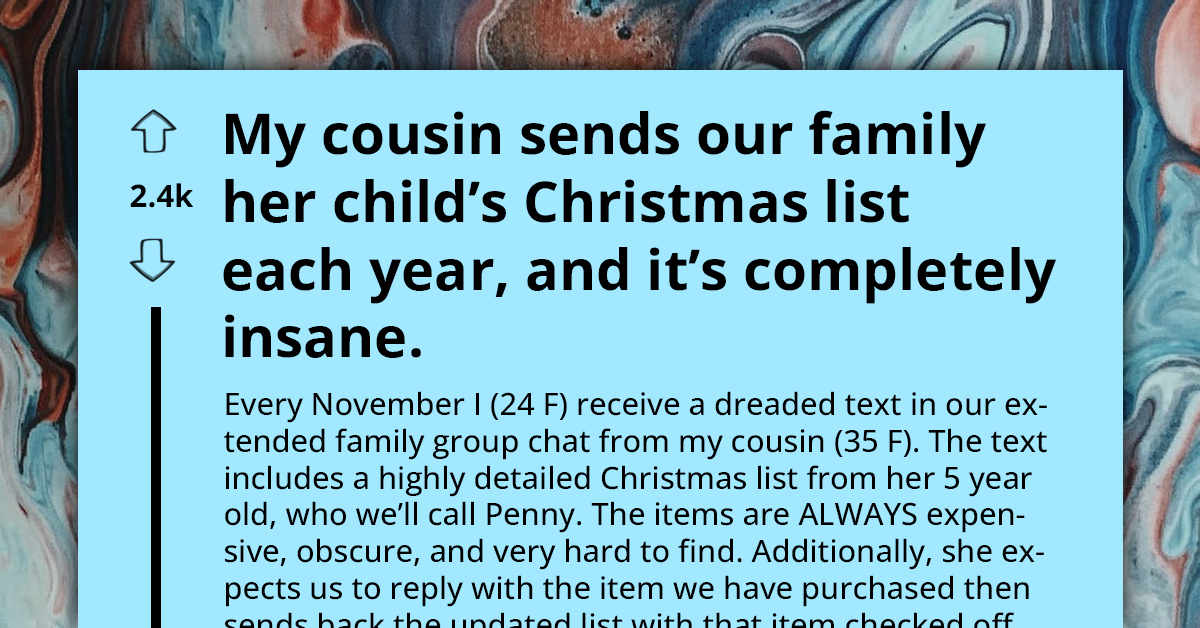 Redditor Leads Holiday Rebellion Against Cousin's Absurd Christmas Wish List Tradition