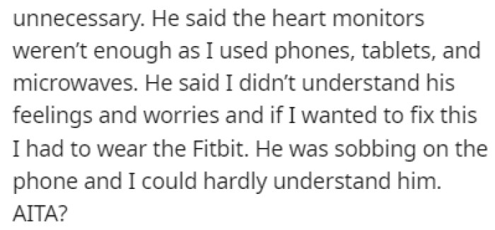 OP doesn't want to wear the Fitbit, but it seems like it means a lot to Vince