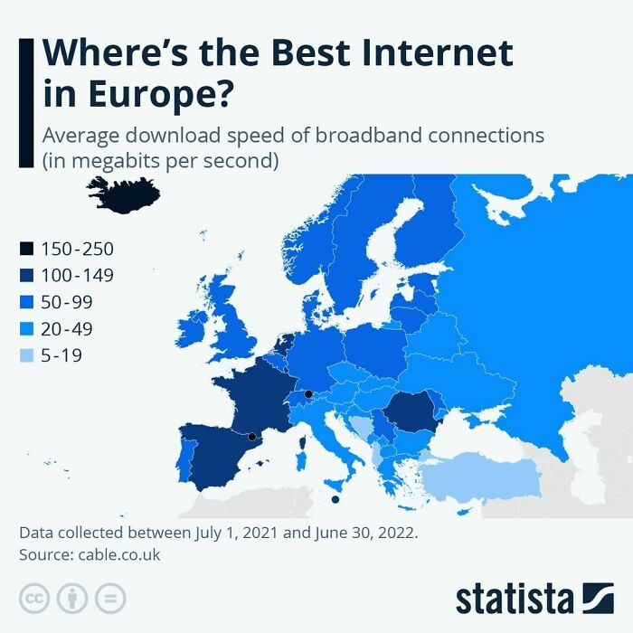 16. This Map Shows The European Countries With The Fastest Download Speeds In 2022