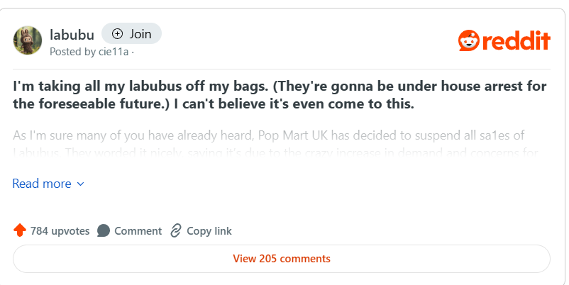 Pop Mart UK had recently suspended all Labubu sales