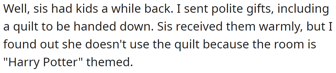 But the OP tried to maintain a familial connection: