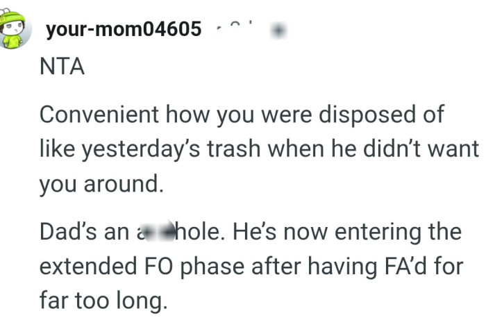 The OP was disposed like yesterday's trash