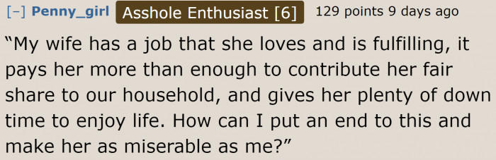 The husband's script, according to this Redditor.