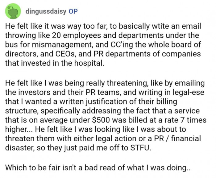 She explains that her boyfriend felt that she was being threatening