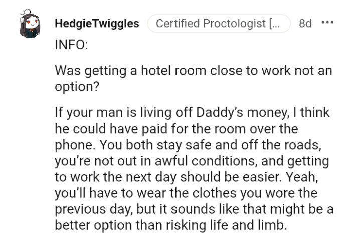 You both stay safe and off the roads