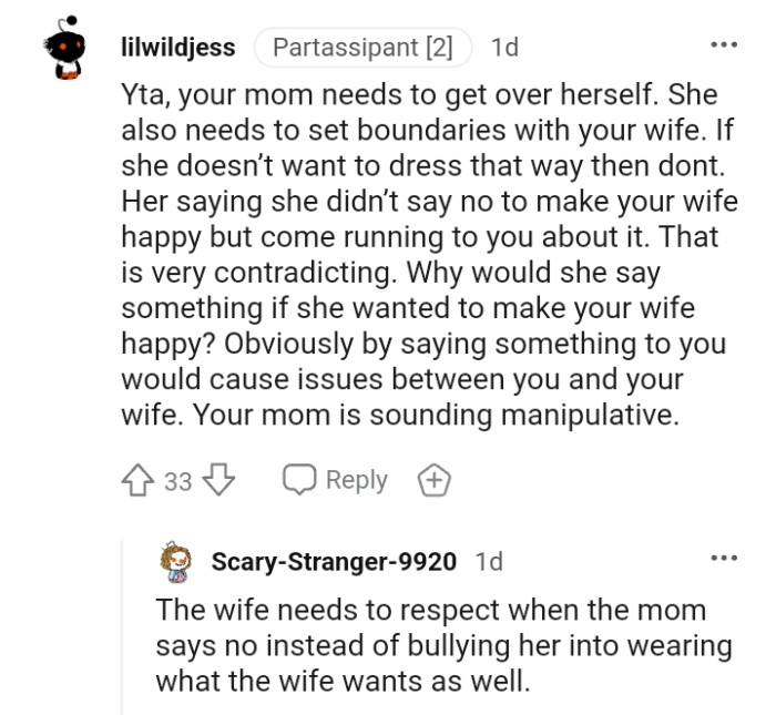 This redditor believes the OP's mom sounds manipulative