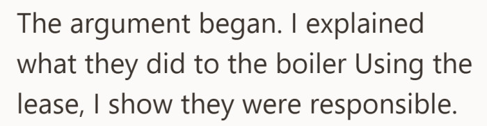 The conflict becomes explicit as the landlord points to the agreement they signed.