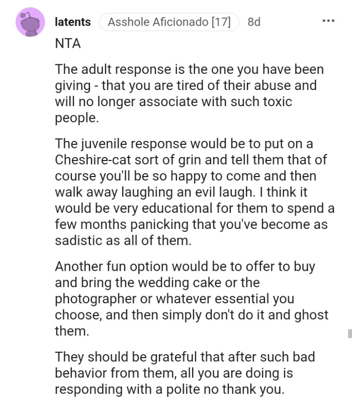 Simply don't do it and ghost them