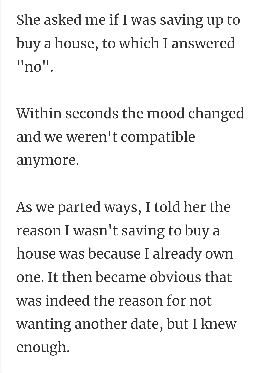 10. We weren't compatible anymore