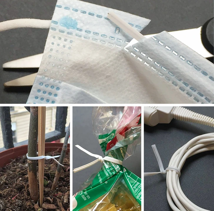 6. “My way of recycling disposable masks — they’re stronger and longer than the average twist ties.”