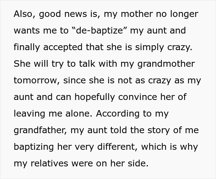 She is not as crazy as my aunt