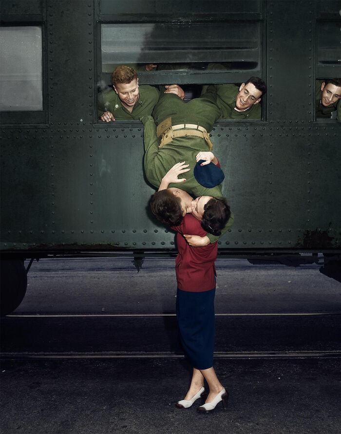 "Last Kiss Before Going Off To Korean War, USA 1950"