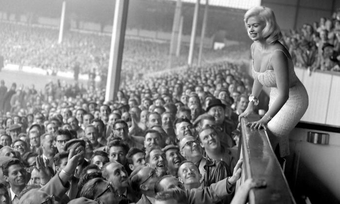 "Actress/Violinist/Model Jayne Mansfield Watching The Football Game Of Tottenham Hotspur Versus Wolverhampton Wanderers, October 10, 1959"