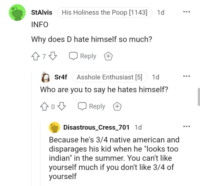 This Redditor wants to know why the OP's ex hates himself