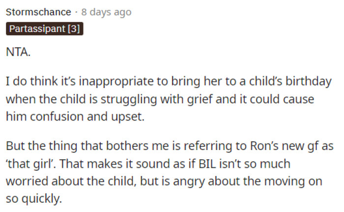 It seems that some people think that OP is in the wrong for what he's mad about, because the brother can move on at any pace he'd like.