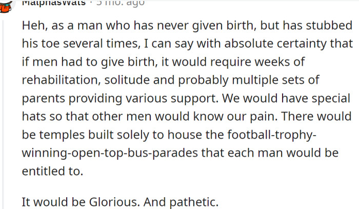 A man described the postpartum period from his perspective: