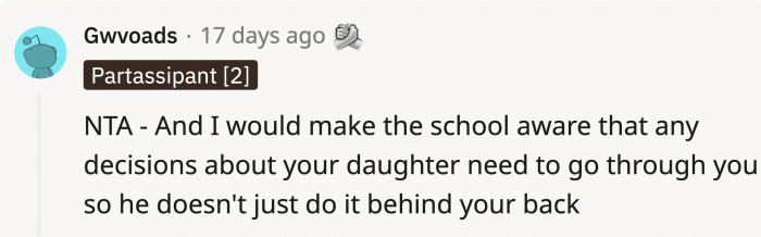 It's better for OP to get the upper hand when it comes to her daughter's safety