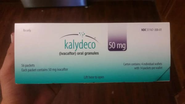 39. A one month supply of my son’s new cystic fibrosis medicine. At $24,000, it’s the most expensive thing I’ve ever held in one hand.