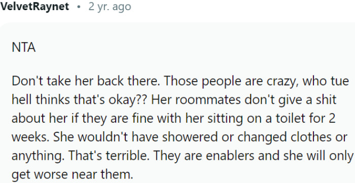 It is crucial to prioritize her safety and remove her from that harmful environment