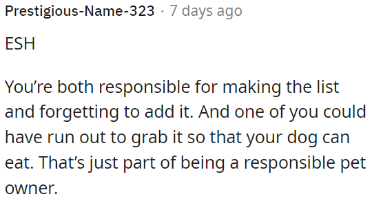 Both are responsible for the list but forgot it.