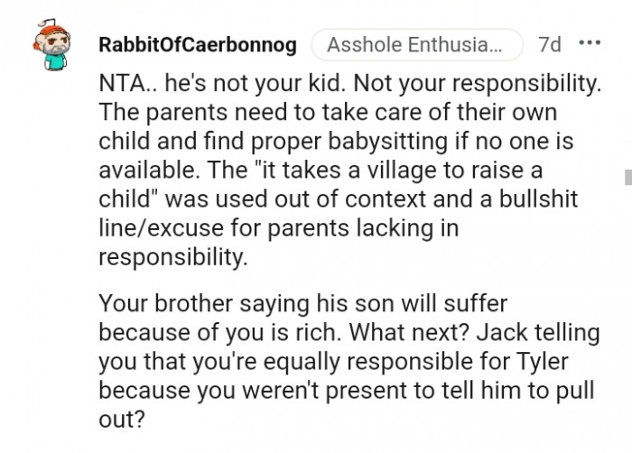 The parents need to take care of their own children