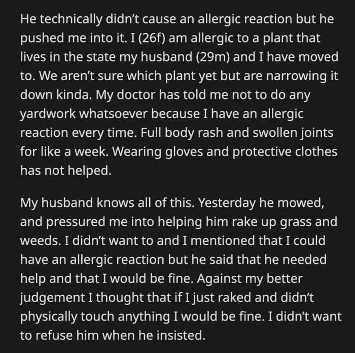 Her husband said he would just get takeout because he wanted to relax on his last day off. He felt it was unfair that OP punished him for something that wasn't his fault.