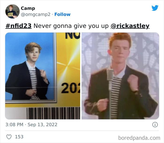 5. He rickrolled his photo I.D.