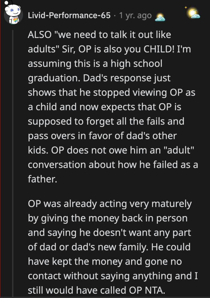 That slip of the tongue says that he doesn't think of OP as a child. Just because OP forgave him for his past mistakes, doesn't mean he needs less from him than his stepkids.