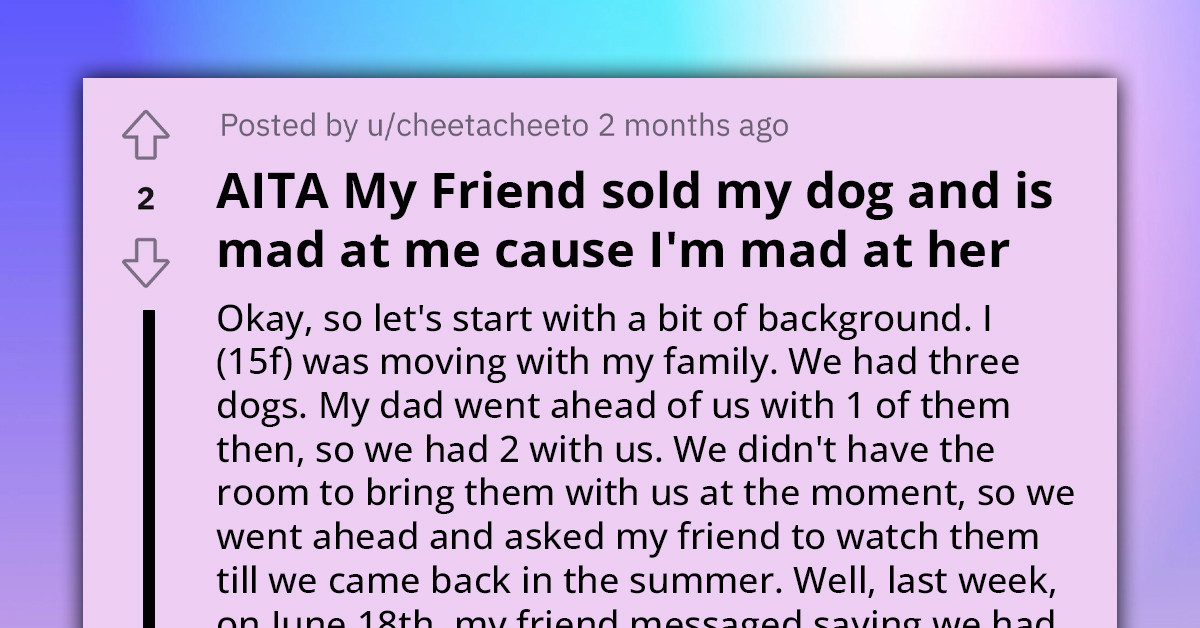 Reddit User Is Furious After Her Friend Sells Her Dog That She Was Supposed to Be Watching for Two Weeks