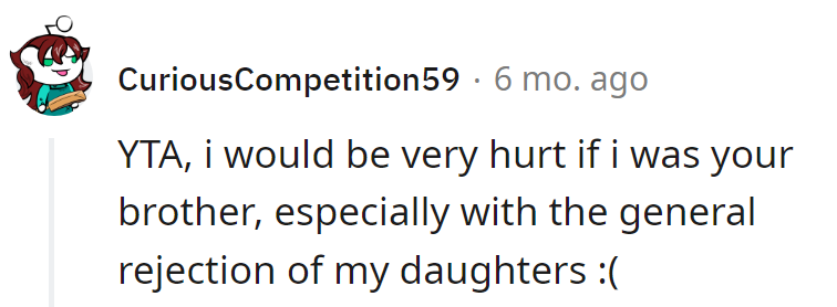 Oops, unintentional gold in the 'Daughter Rejection' event at the 'Hurt Feelings Olympics.'