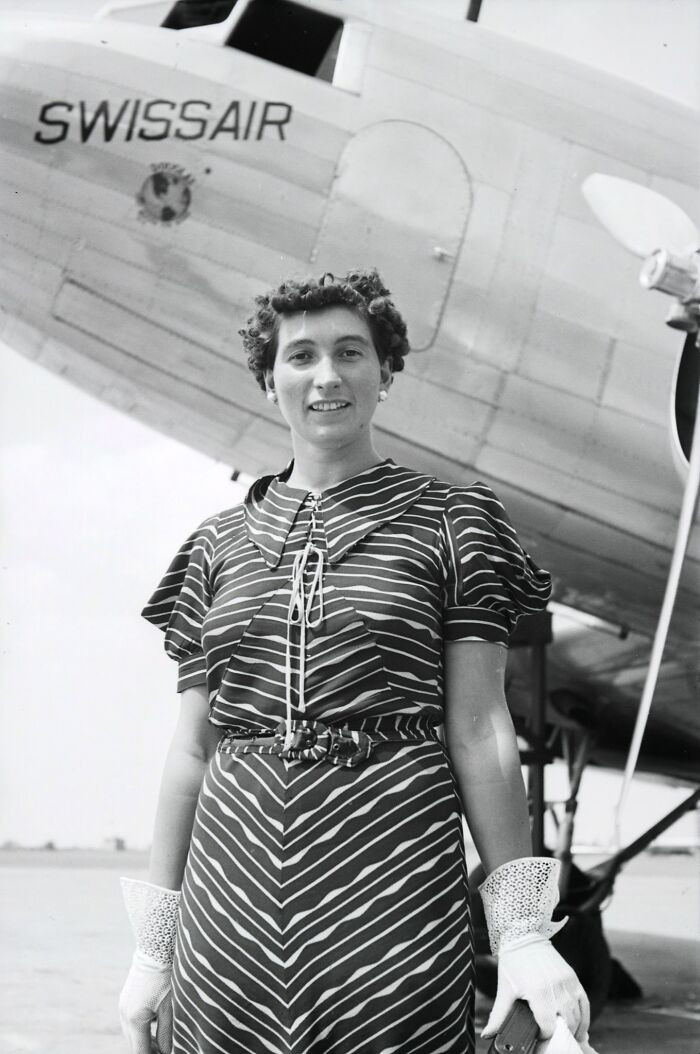 "Lady In Front Of Douglas DC-2 Of Swissair, 1935"