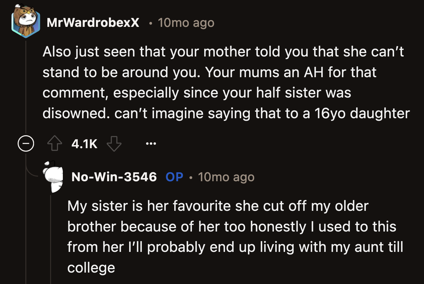 OP's reply made it clear this was not the first time her mom had chosen her sister at the expense of everyone else.