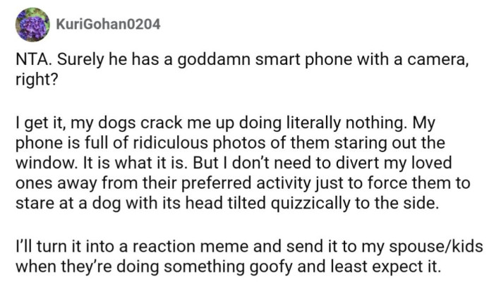 Most people these days have smart phones, he could take a picture instead of interrupting OP