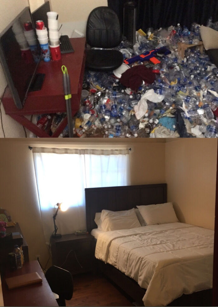 "Before & After Cleaning 2-Year-Old Depression Nest"
