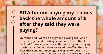 Friend Offers to Pay for Night Out, Then Demands Full Repayment When Bill Arrives