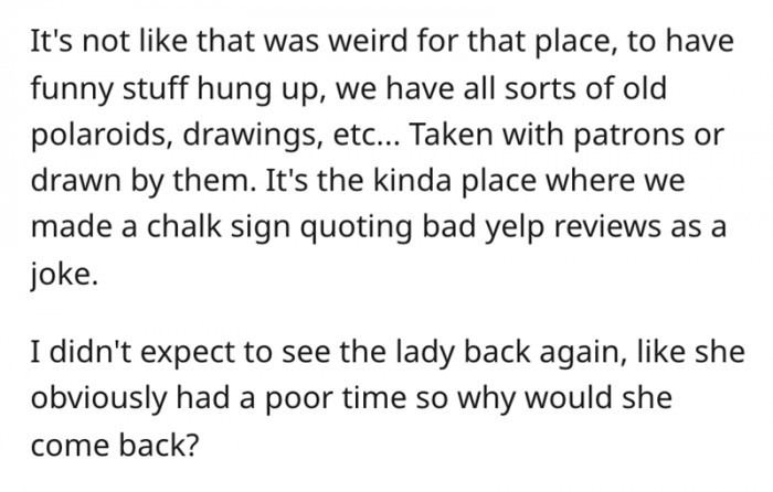 OP did not expect to see the lady who left the note again.